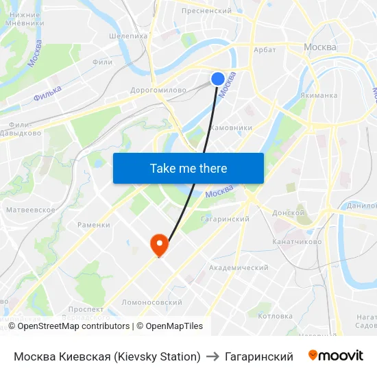 Москва Киевская (Kievsky Station) to Гагаринский map