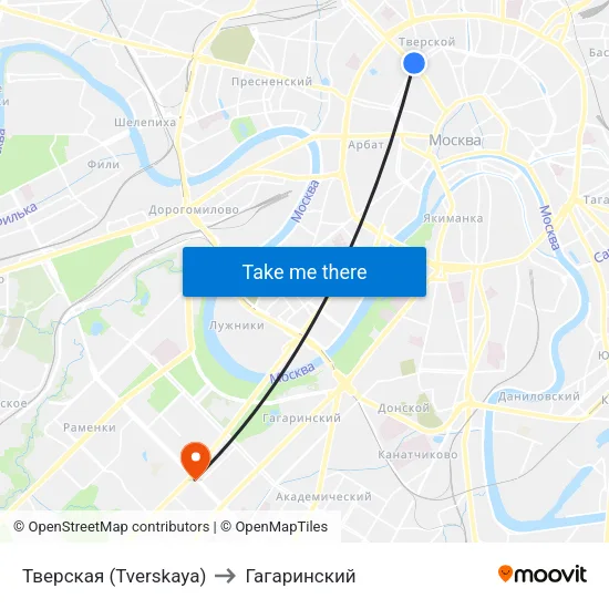 Тверская (Tverskaya) to Гагаринский map