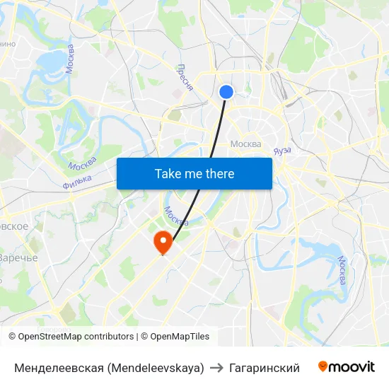 Менделеевская (Mendeleevskaya) to Гагаринский map