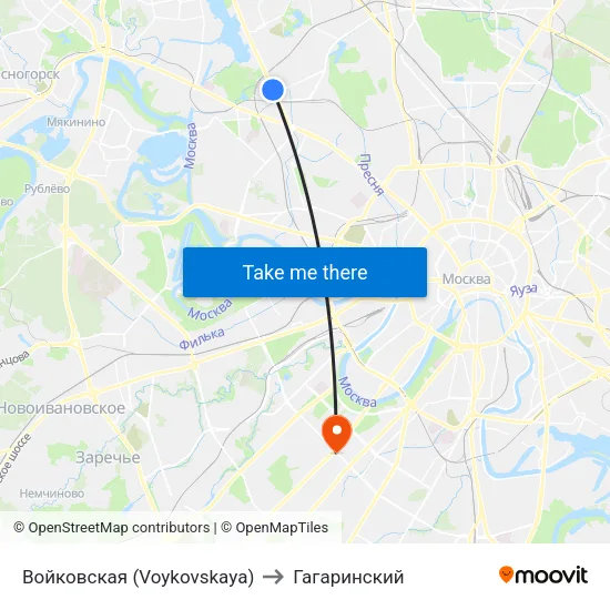 Войковская (Voykovskaya) to Гагаринский map
