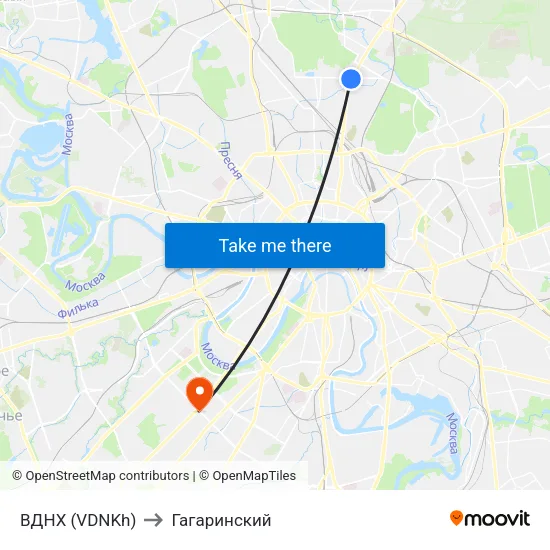 ВДНХ (VDNKh) to Гагаринский map