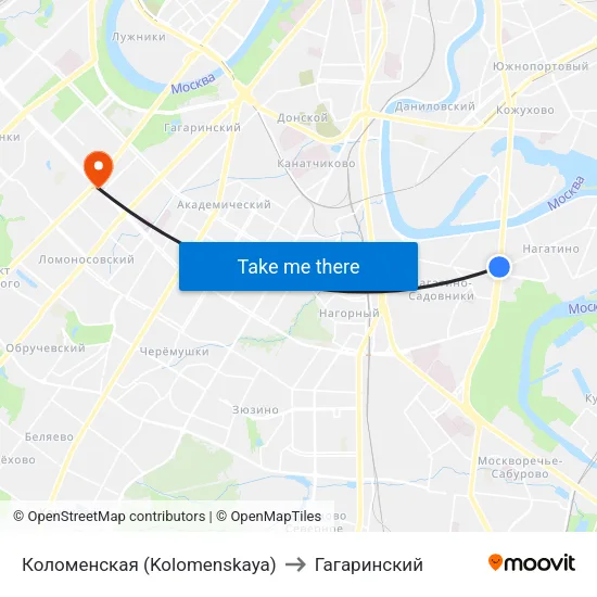 Коломенская (Kolomenskaya) to Гагаринский map