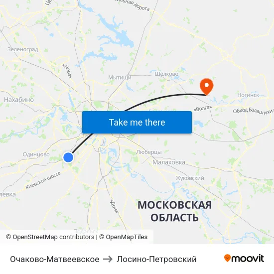 Очаково-Матвеевское to Лосино-Петровский map