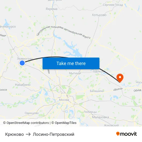 Крюково to Лосино-Петровский map