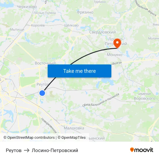Реутов to Лосино-Петровский map