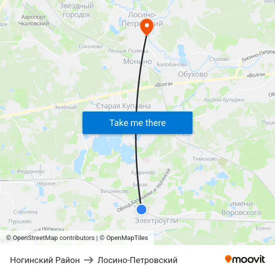 Ногинский Район to Лосино-Петровский map