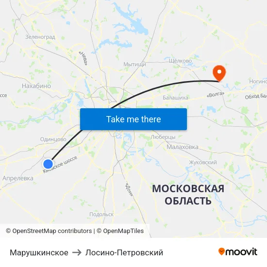 Марушкинское to Лосино-Петровский map