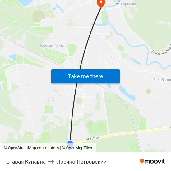 Старая Купавна to Лосино-Петровский map