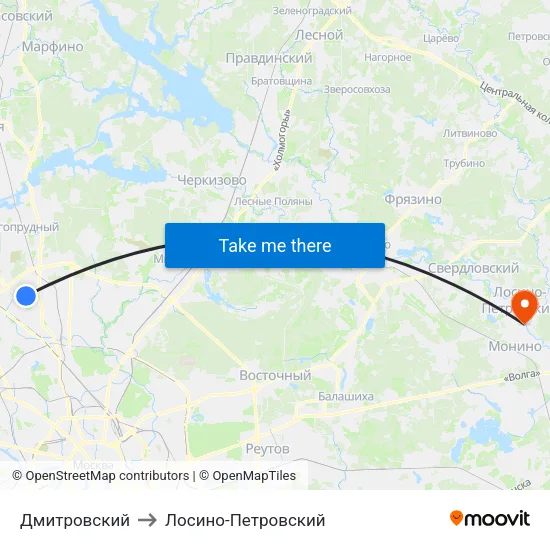 Дмитровский to Лосино-Петровский map
