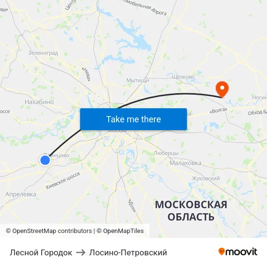 Лесной Городок to Лосино-Петровский map