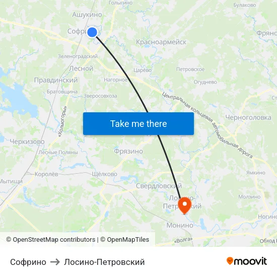 Софрино to Лосино-Петровский map