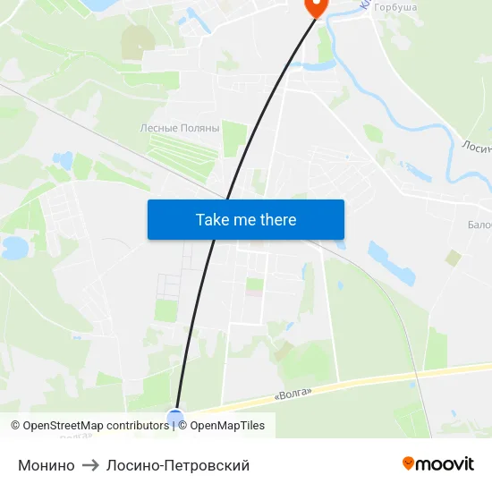 Монино to Лосино-Петровский map
