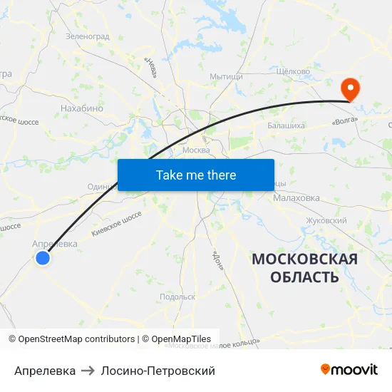 Апрелевка to Лосино-Петровский map