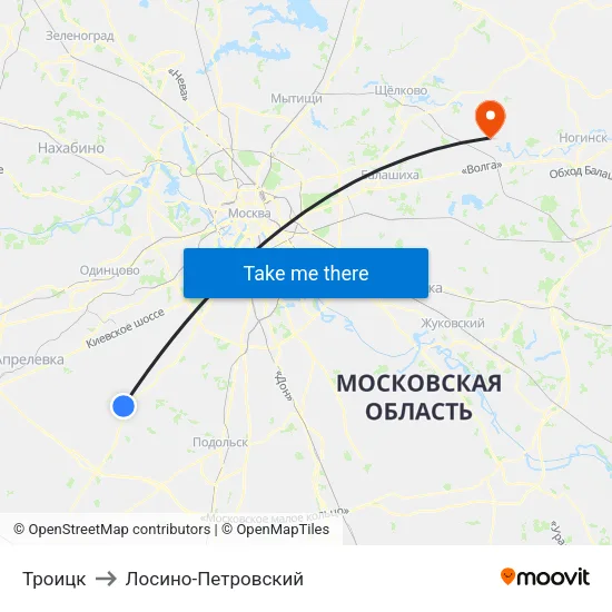 Троицк to Лосино-Петровский map