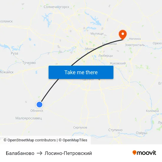 Балабаново to Лосино-Петровский map
