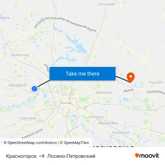 Красногорск to Лосино-Петровский map