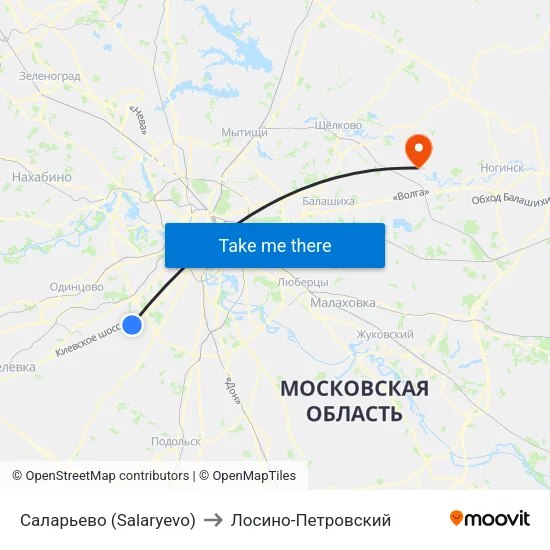 Саларьево (Salaryevo) to Лосино-Петровский map