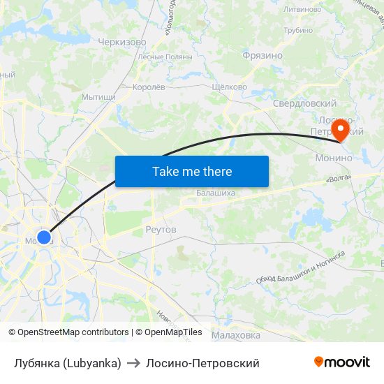 Лубянка (Lubyanka) to Лосино-Петровский map