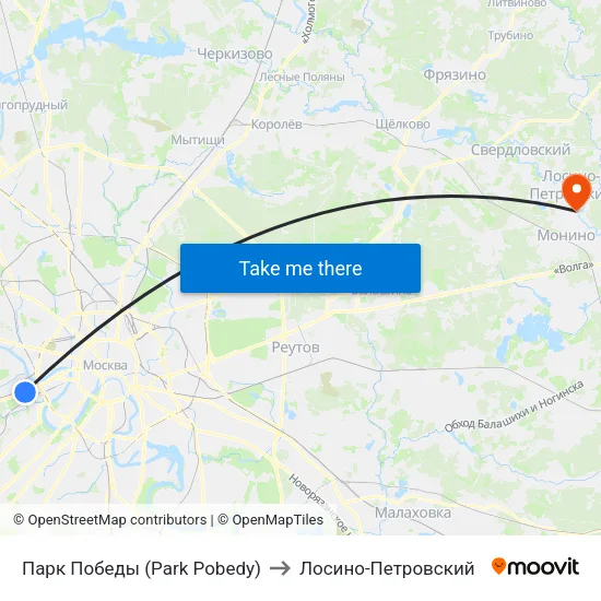 Парк Победы (Park Pobedy) to Лосино-Петровский map