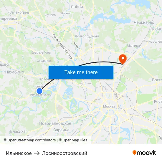 Ильинское to Лосиноостровский map