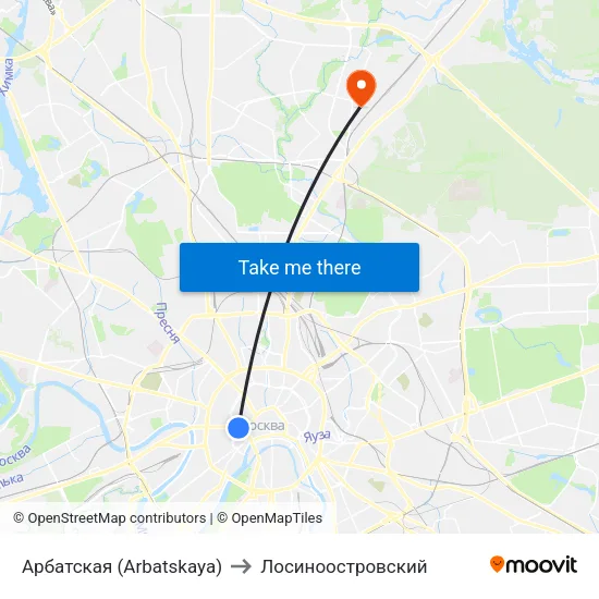 Арбатская (Arbatskaya) to Лосиноостровский map