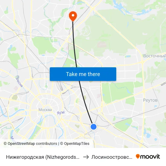 Нижегородская (Nizhegorodskaya) to Лосиноостровский map