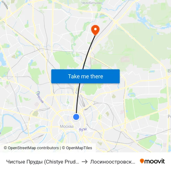 Чистые Пруды (Chistye Prudy) to Лосиноостровский map