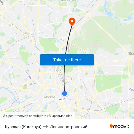 Курская (Kurskaya) to Лосиноостровский map