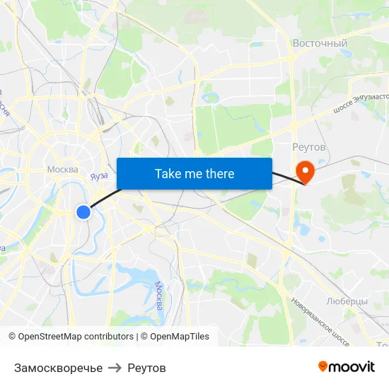 Замоскворечье to Реутов map