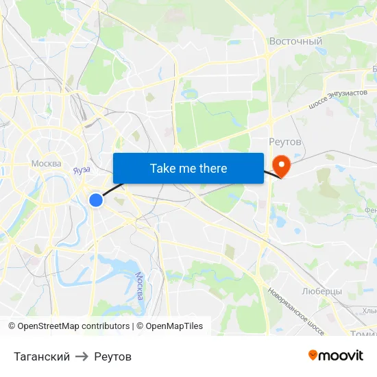 Таганский to Реутов map