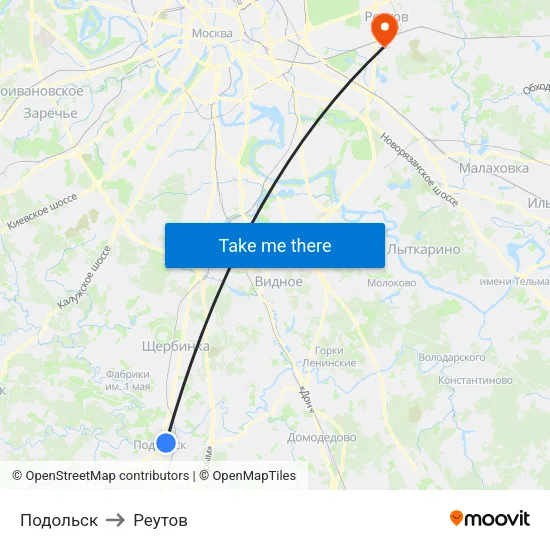 Подольск to Реутов map