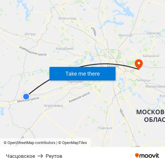 Часцовское to Реутов map