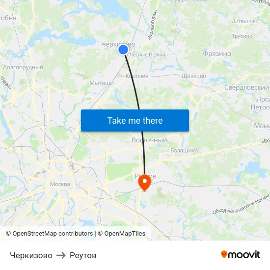 Черкизово to Реутов map