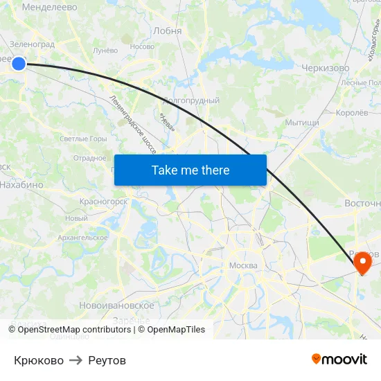 Крюково to Реутов map