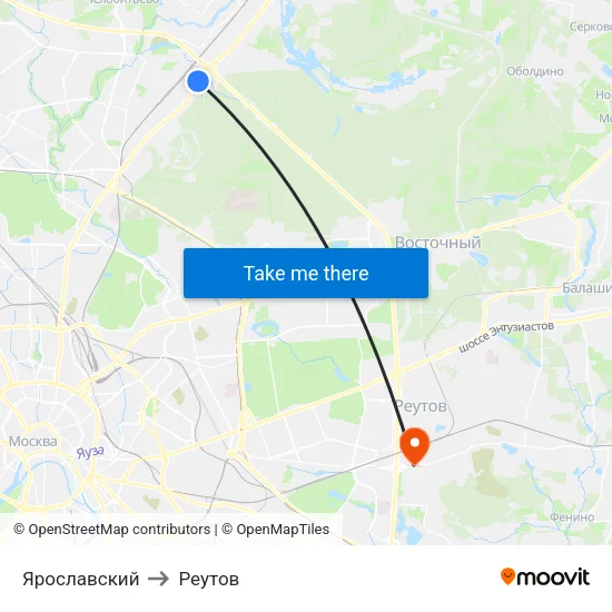 Ярославский to Реутов map