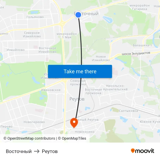 Восточный to Реутов map