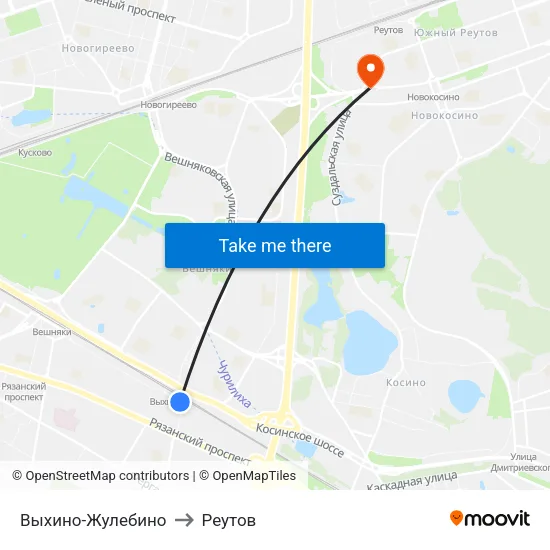 Выхино-Жулебино to Реутов map