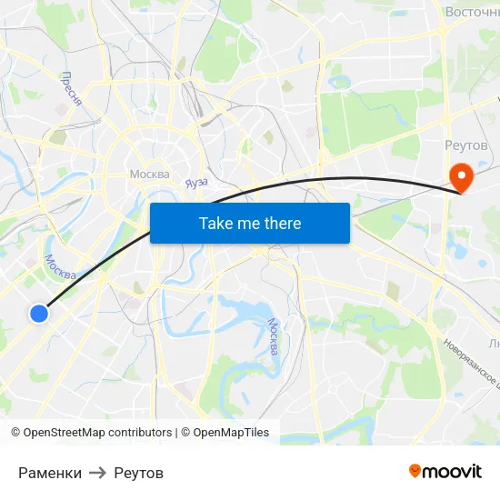 Раменки to Реутов map