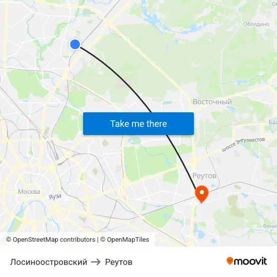 Лосиноостровский to Реутов map