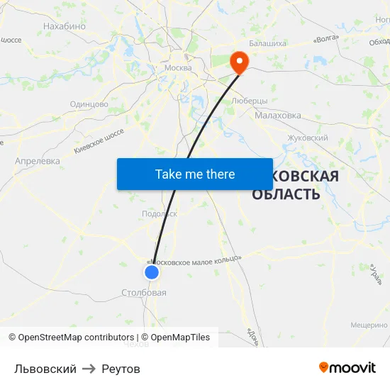 Львовский to Реутов map