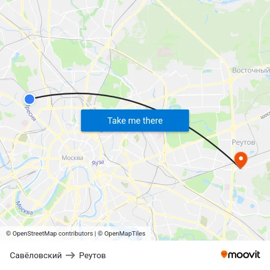 Савёловский to Реутов map