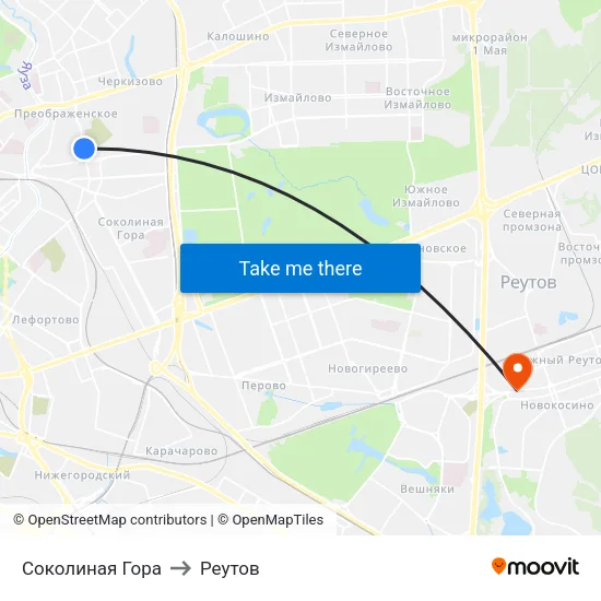 Соколиная Гора to Реутов map