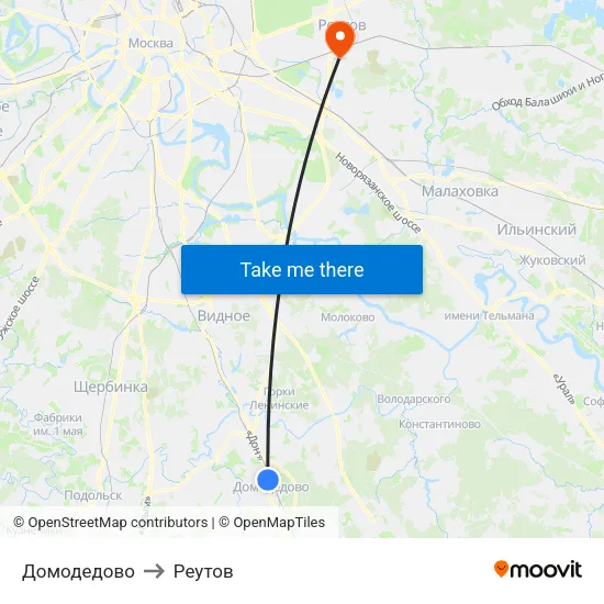 Домодедово to Реутов map