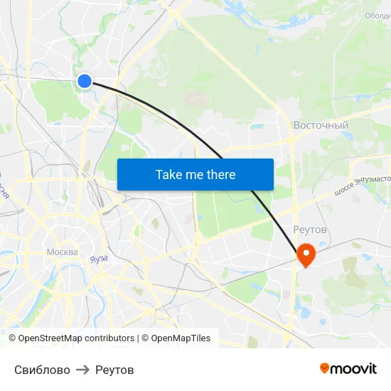 Свиблово to Реутов map