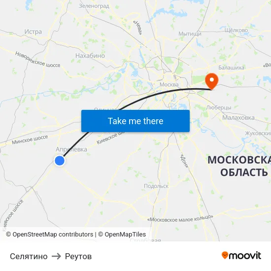 Селятино to Реутов map