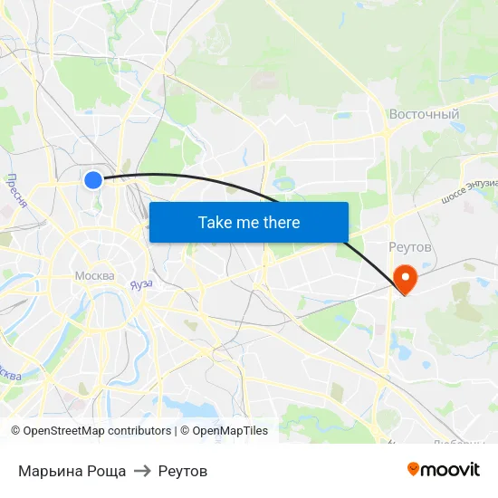 Марьина Роща to Реутов map