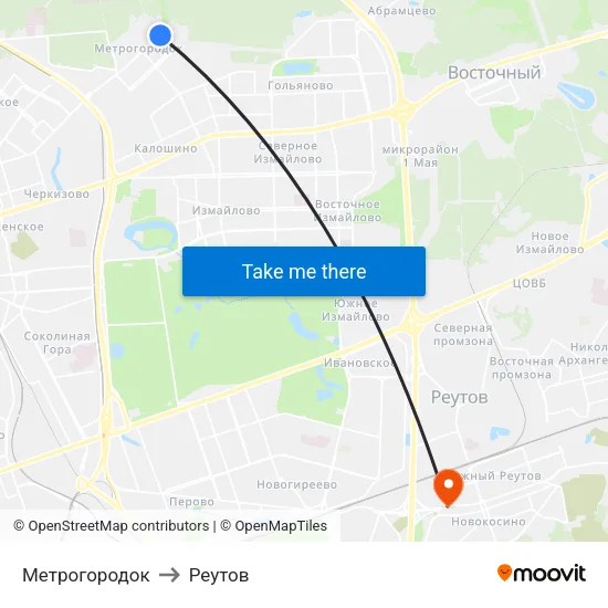 Метрогородок to Реутов map