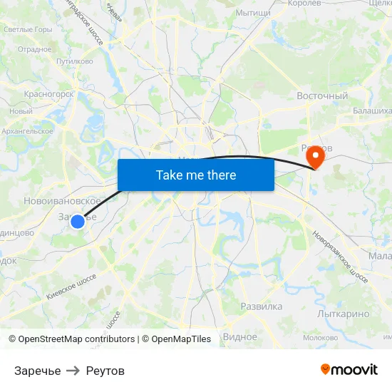 Заречье to Реутов map