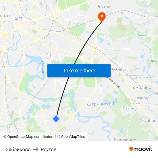 Зябликово to Реутов map