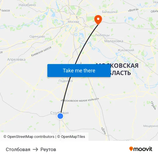 Столбовая to Реутов map